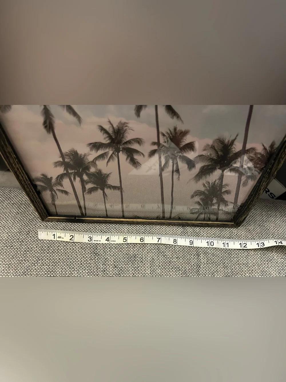 Framed Palm Tree Wall Art - Blue and Pink Tropical Print 12”W x 18”H